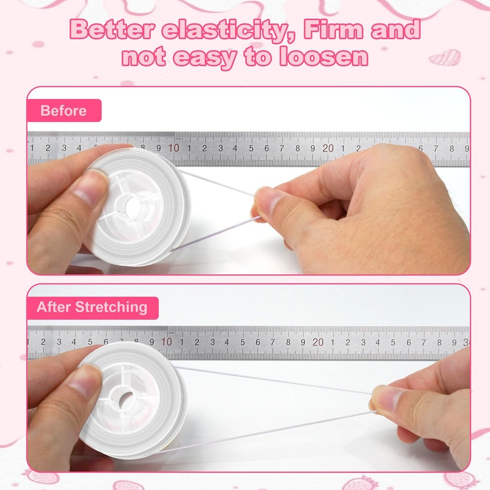 Stretchy String for Bracelets, Necklaces, Bead Stringing, White, White