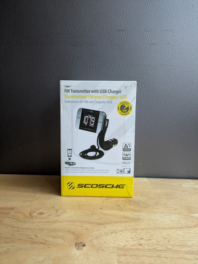 Scosche FM Transmitter with USB Charger for Car Audio System