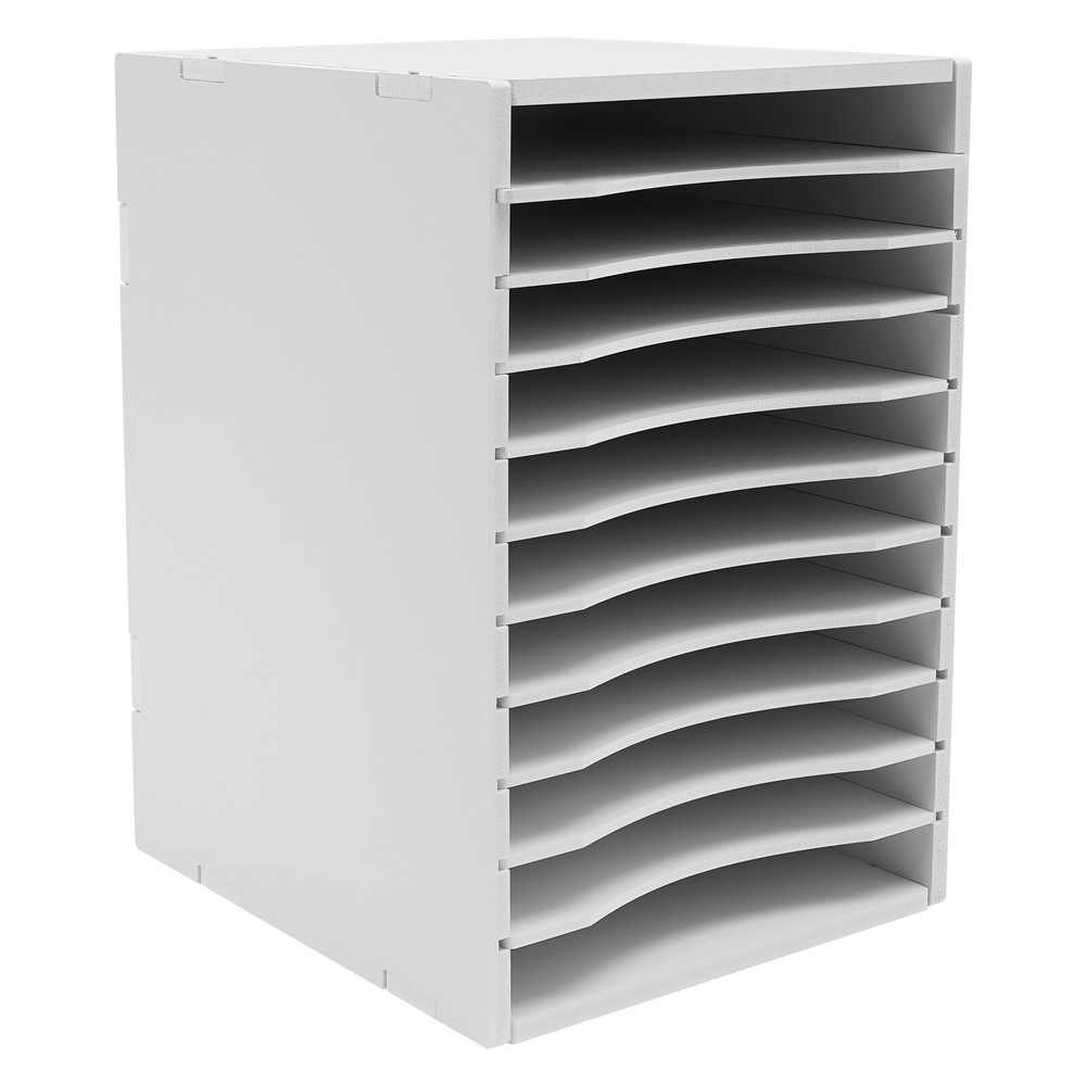 Vertical Desktop Sorter, 11 Compartment, White, Durable Laminate Finish USA