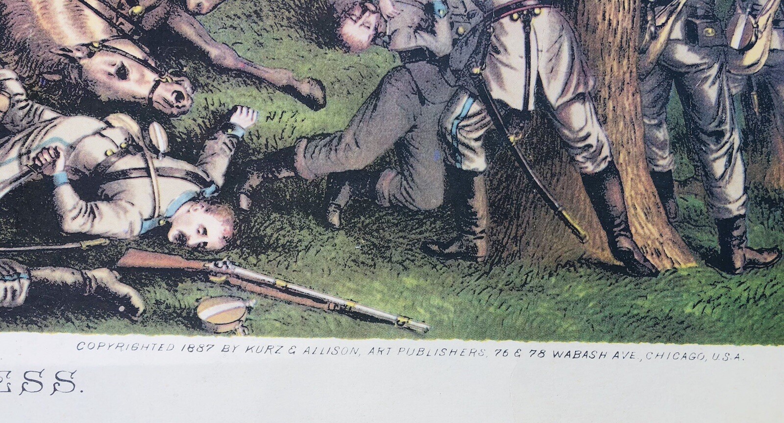 1887 Kurz & Allison "BATTLE OF THE WILDERNESS" 1864 Civil War Lithograph Print