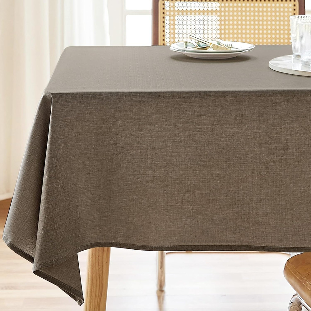 Textured Tablecloth Rectangle 60x84 Water Resistant Spill-Proof Wipeable Table C