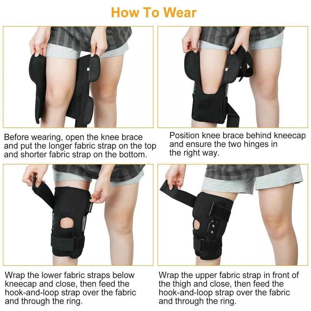 Knee Brace Compression Sleeve Hinged Joint Support Open Patella Stabilizer Wrap