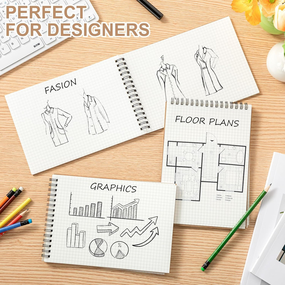 1 Pack Graph Paper Spiral Notepad A5 Top Wirebound Notepad Grid Notebook Steno P