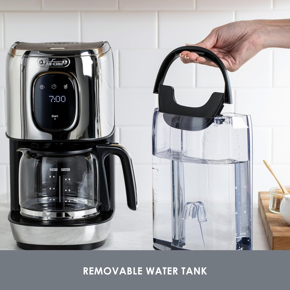 All Clad 8 Cup Coffee Maker Touchscreen Stainless Steel Aroma function NIB