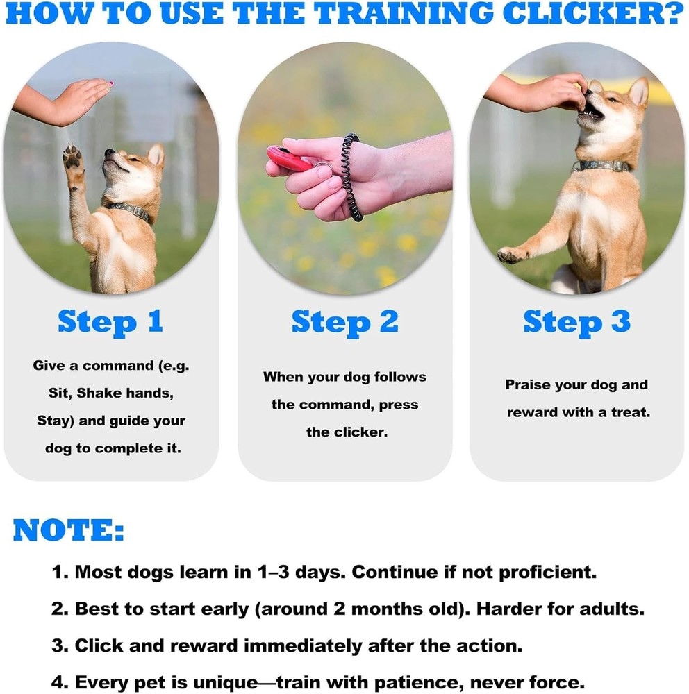 ABSONE Pet Training Clicker w/ Strap 2 Pack Black Green