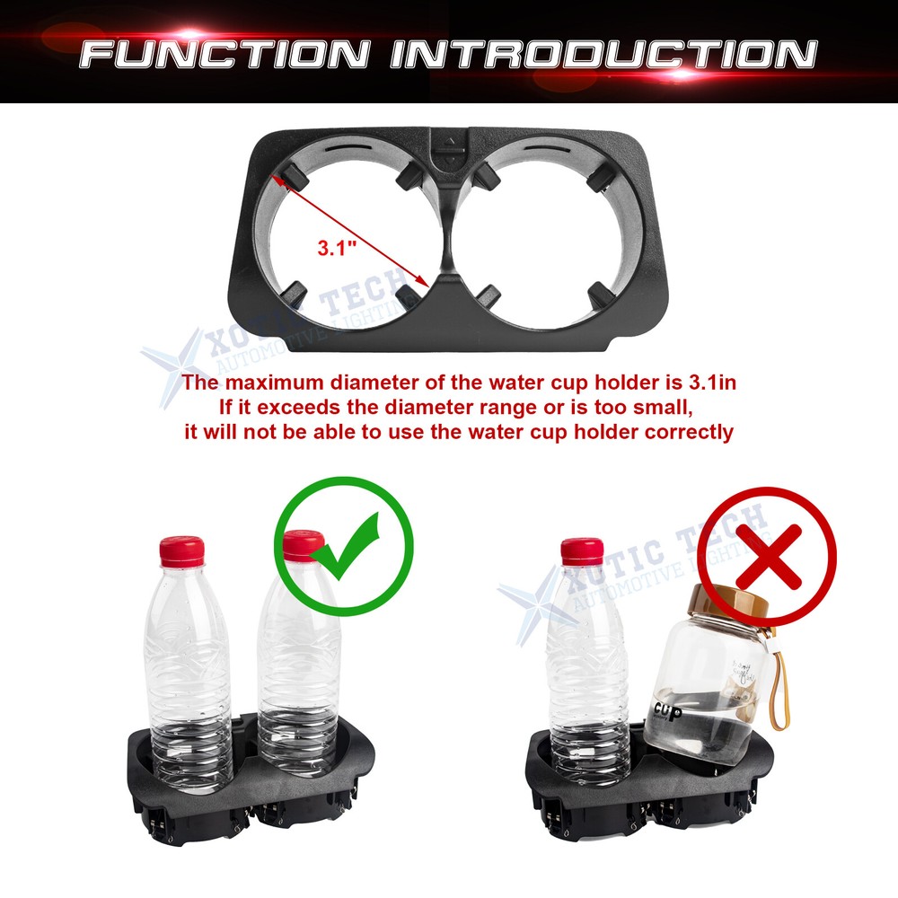 Front Console Insert Dual Water Cup Holder For Mercedes Benz E Class 2017-up