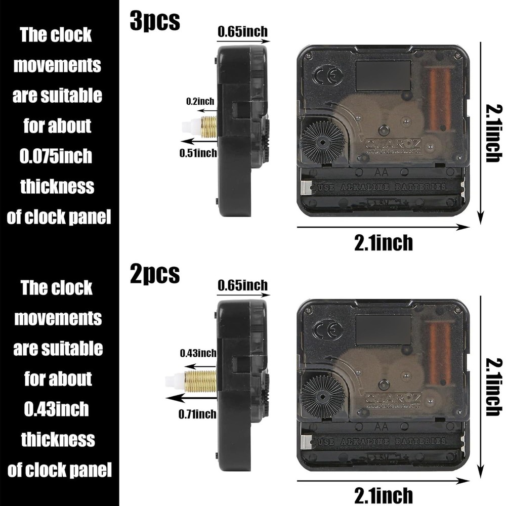 5pcs High Torque Quartz Clock Movement Mechanism Replacement Kit with...