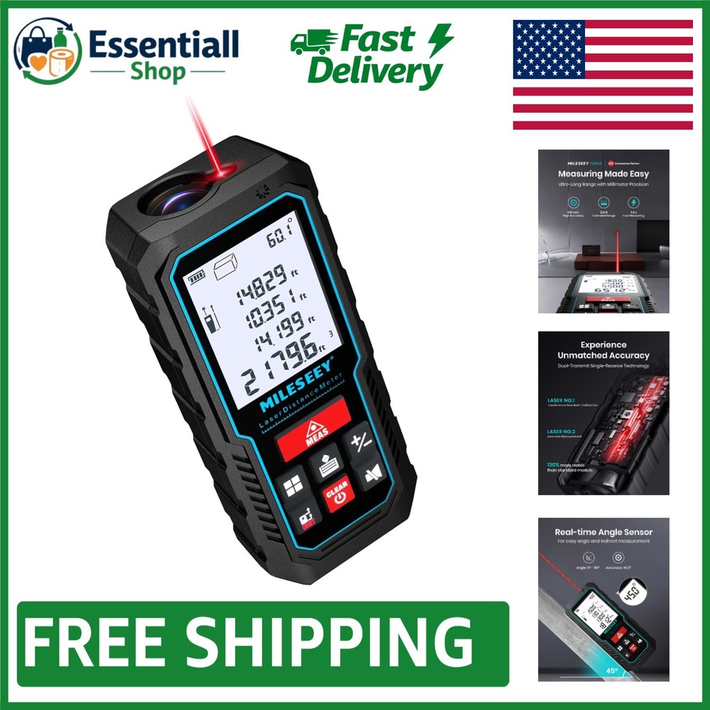 Portable 229ft Laser Measuring Tool with Angle Sensor - Perfect for Home & DIY