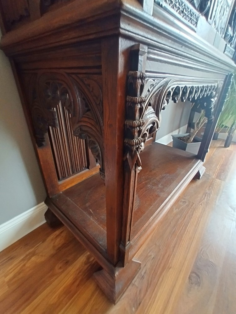 Antique Belgian Gothic Revival Sideboard Oak