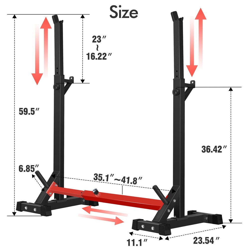 Adjustable Squat Rack Stand Multi-Function Barbell Rack Weight Lifting Gym Du...