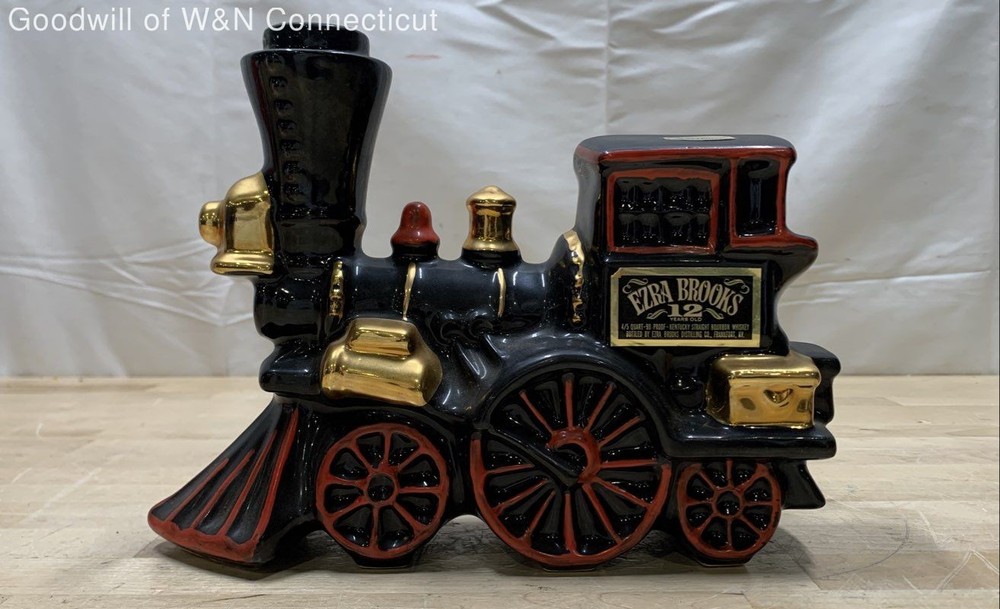 vintage ezra brooks train decanter