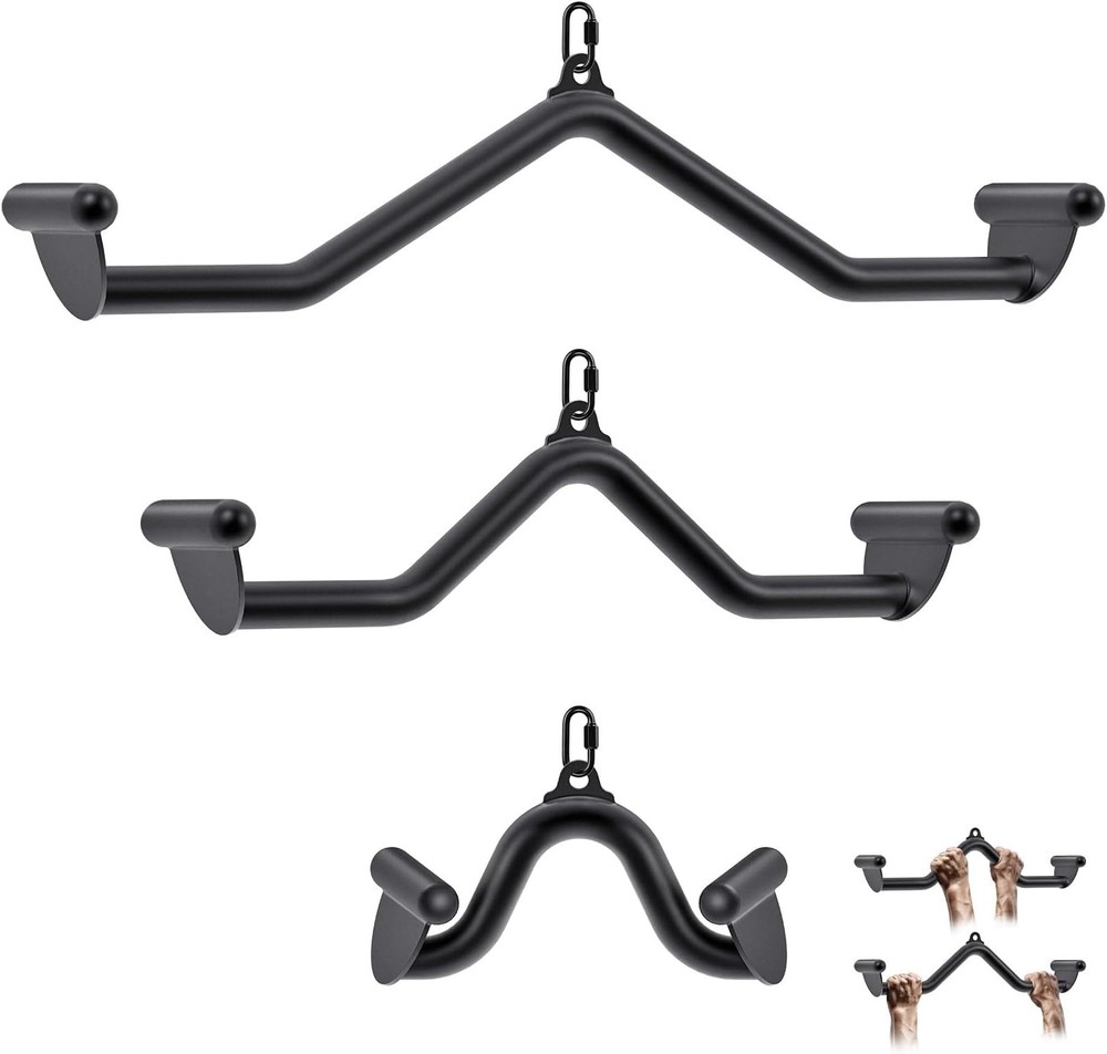 12" LAT Pull Down Bars Cable Machine Attachment, Rowing T-bar V-bar Set, Back...