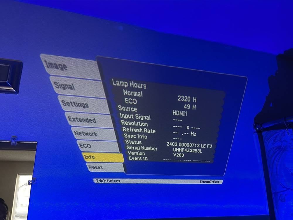 Epson BrightLink 595Wi LCD Projector 1852 Lamp Hours