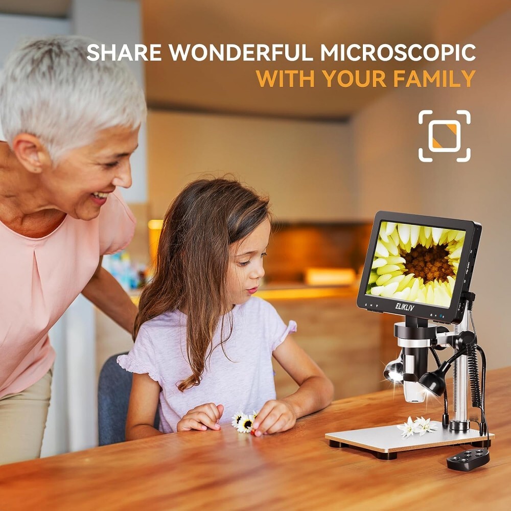 Elikliv 1200X Digital Microscope with Screen 7" LCD 12MP for Electronics Repair