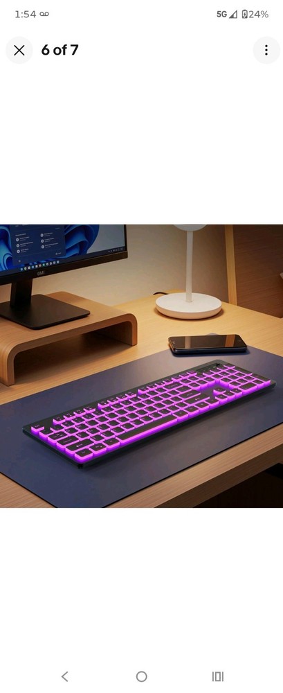 Backlit Wireless Keyboard, 2.4G Silent Wireless Light Up Keyboard, Full Size ...