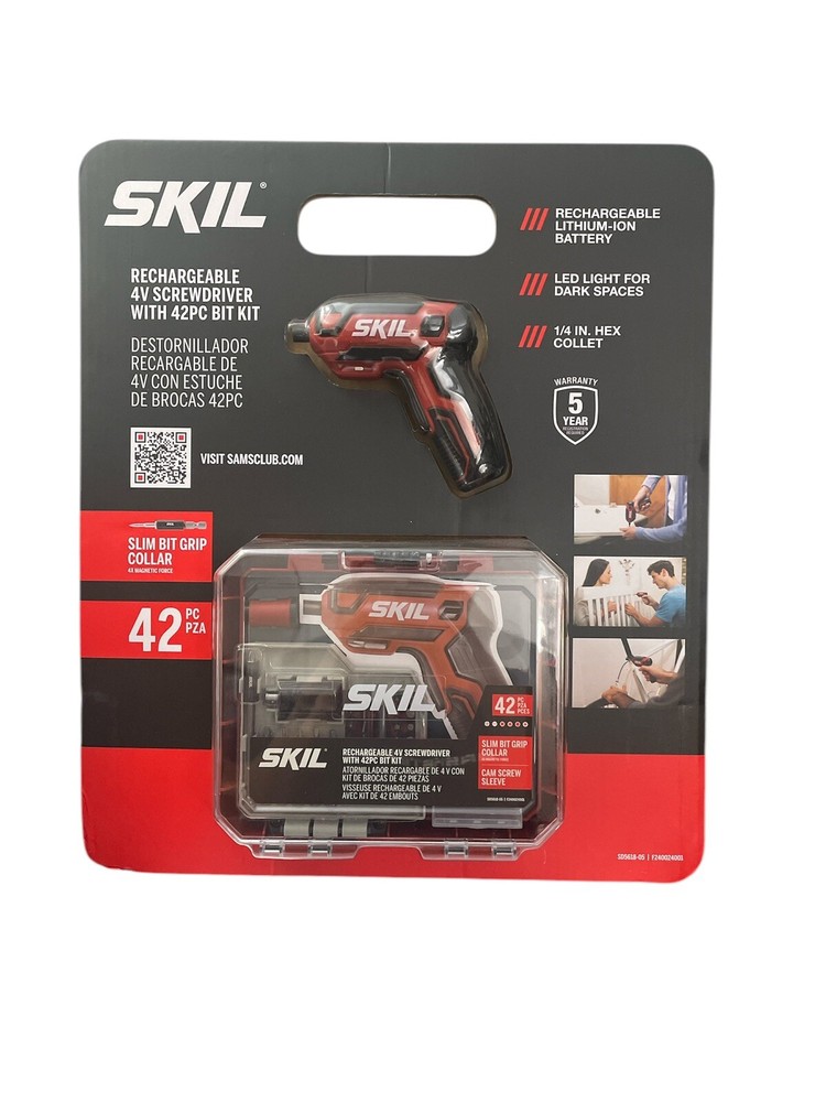 Skil Rechargeable Cordless 4V Screwdriver With 42PC Bit Kit & Case