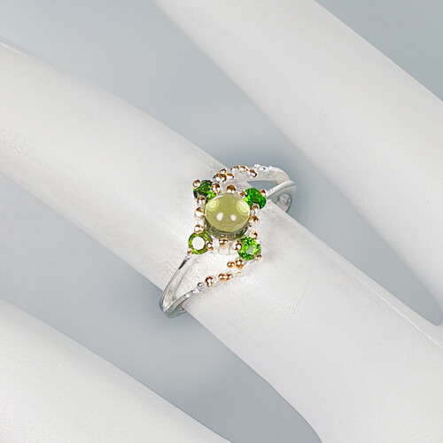 Gift Jewelry 925 Sterling Silver Ring Natural Peridot vintage style/ RVS370