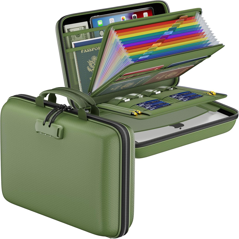 Fireproof File Organizer with Lock, Hard-Shell Case Fireproof Document Box with
