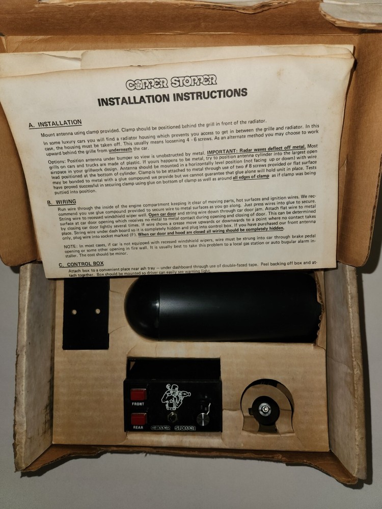 RADAR DETECTOR # CSF-1 COPPER STOPER