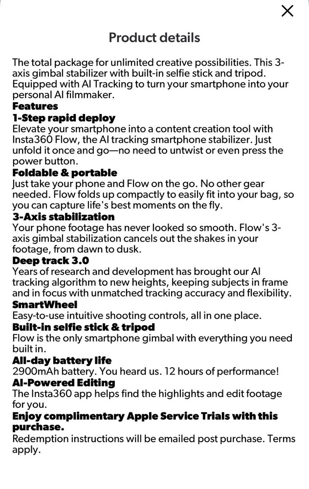 Insta360 Flow Creator Kit Axis Gimbal Stabilizer for Smartphones
