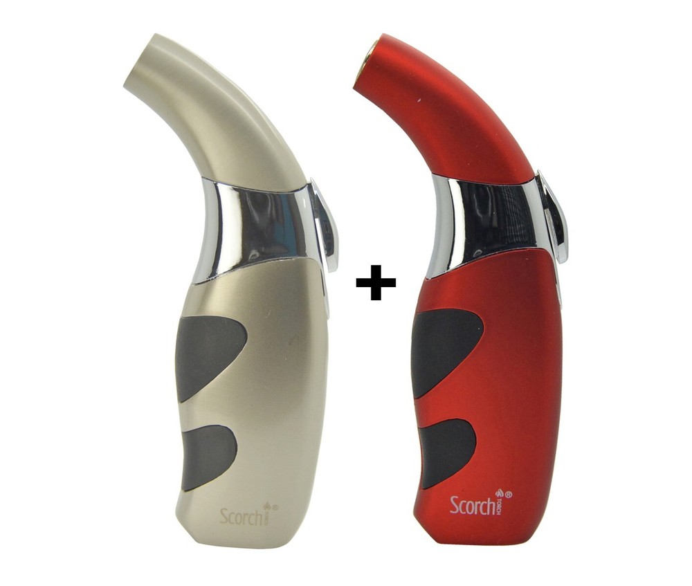 2X Scorch Refillable Torch Metal Ivory, Red Lighter