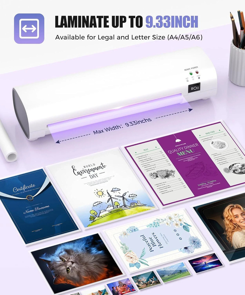 A4 Professional Laminating Machine - Hot & Cold Laminator with Quick Preheat for
