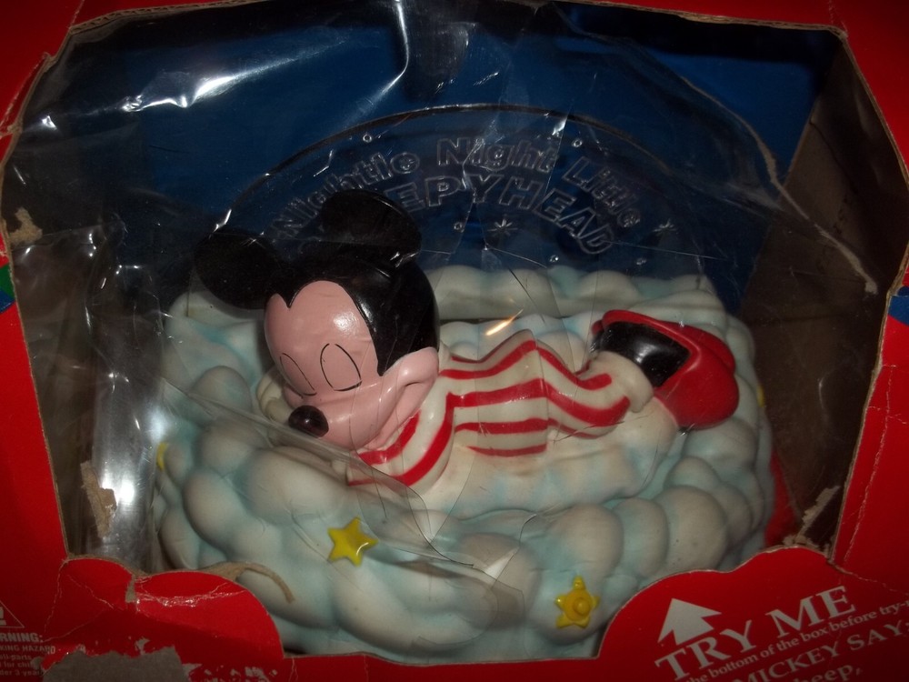 Vintage Mickey Mouse Talking Nightlight Sleepy Sounds 1995 Bedside Light Rare
