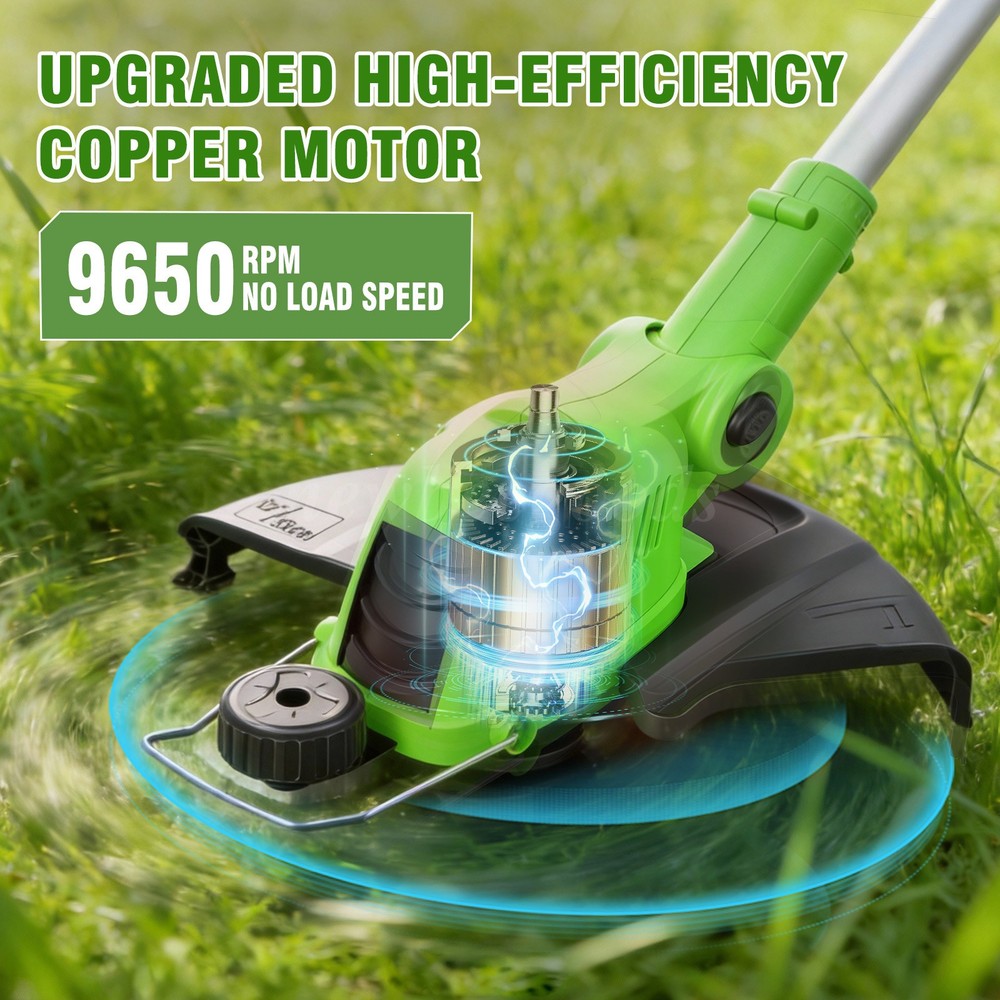 Electric Cordless Grass String Trimmer Lawn Edger WeedWacker Cutter + 2 Battery