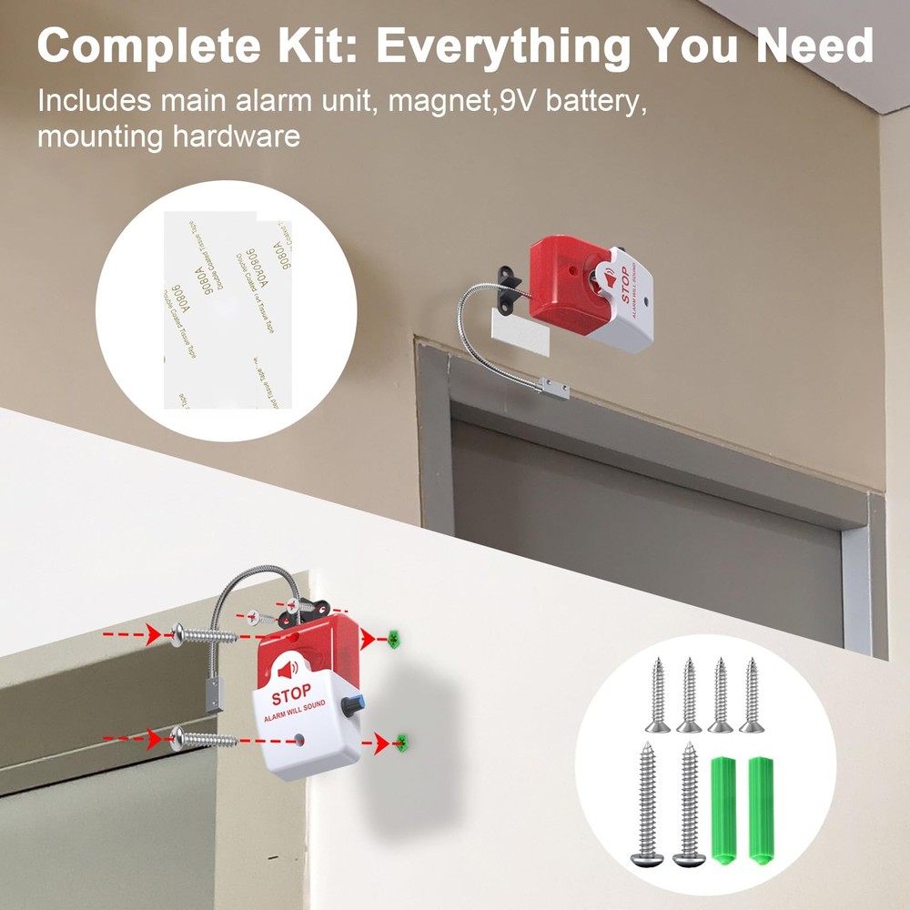 Exit Door Alarm with 110dB Siren, Emergency Exit Security Device, Easy Instal...