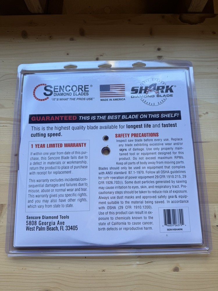 14" - Shark Diamond Blade - Sencore Tools + Free Shipping