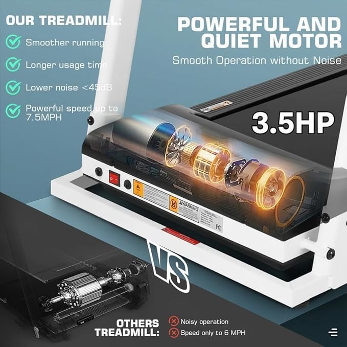 3.5HP Electric Treadmill Pad 7.5MPH Treadmill Machine Multi-Function LED Display