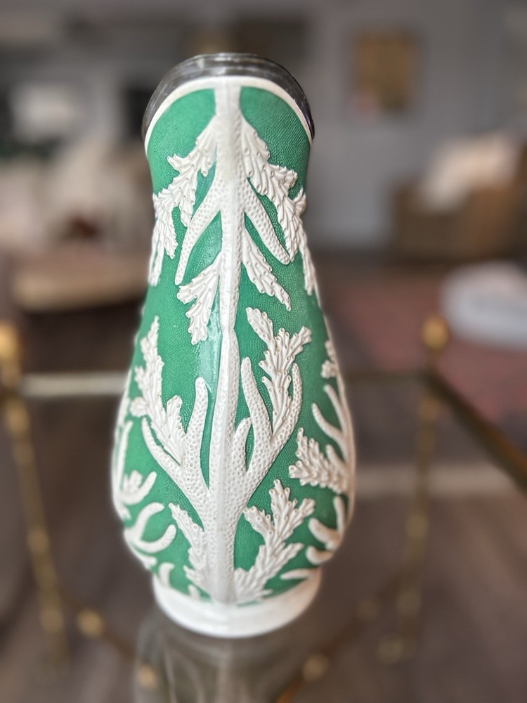 Stoneware pitcher with 'Seaweed' relief pattern by Beech & Hancock