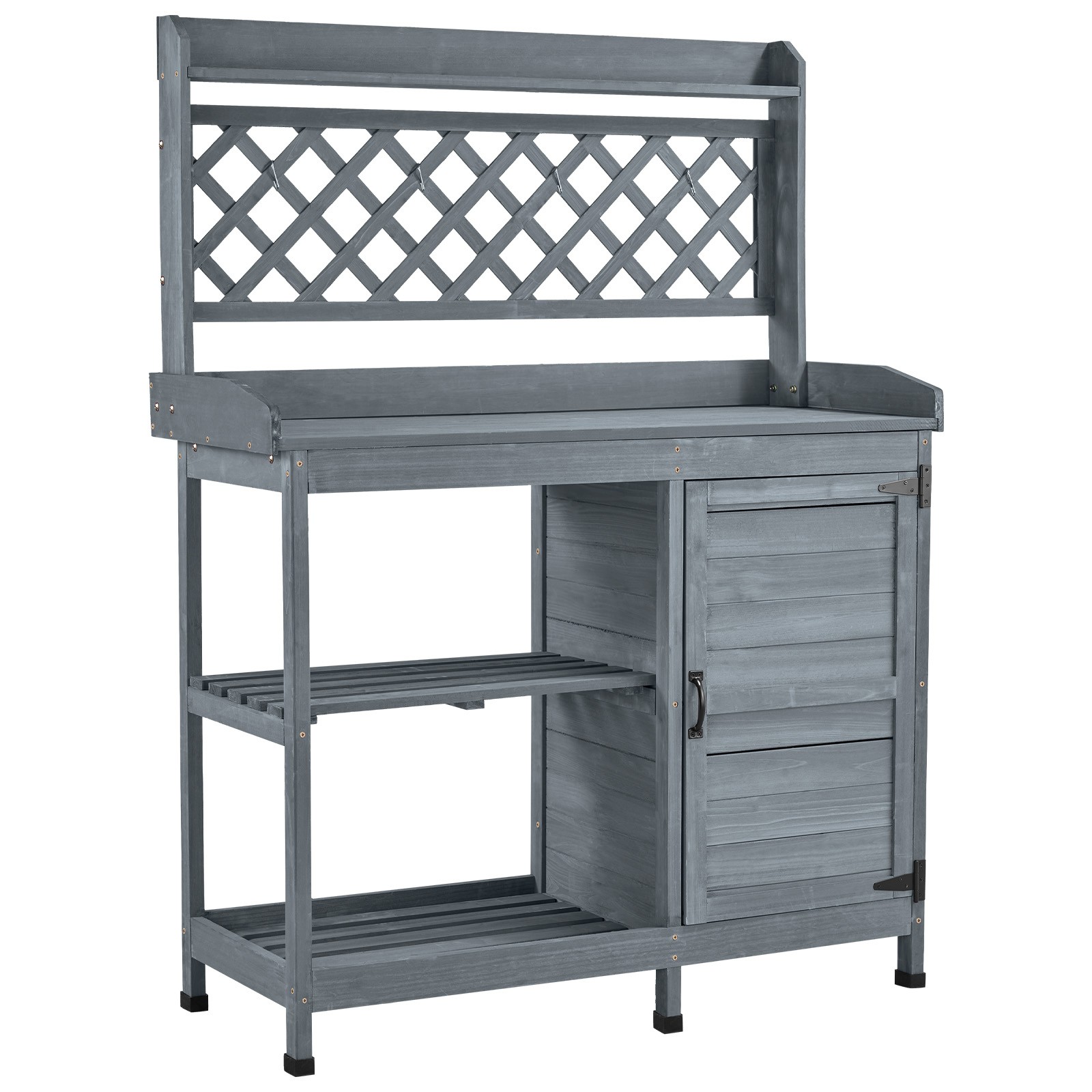 Uimoso Outdoor Wooden Gardening Table with Storage and Shelves