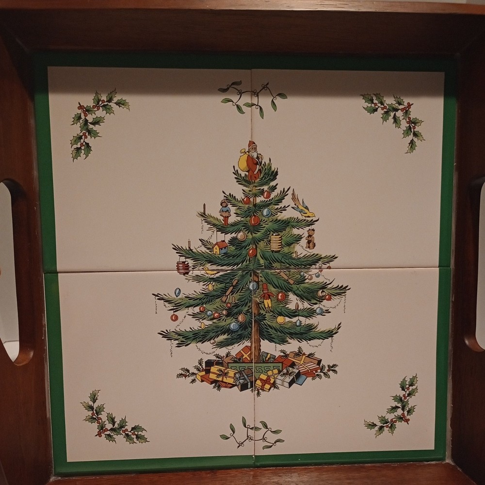 Christmas Tree Spode Four Tile Tray