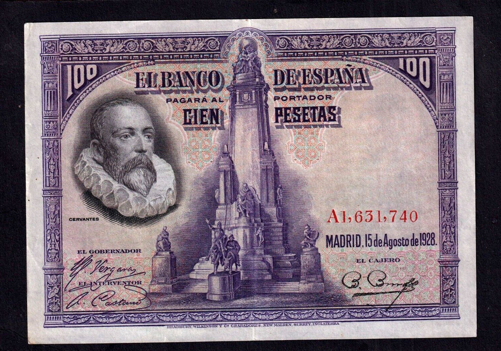 Spain 100 Pesetas P-76a 1928  EF