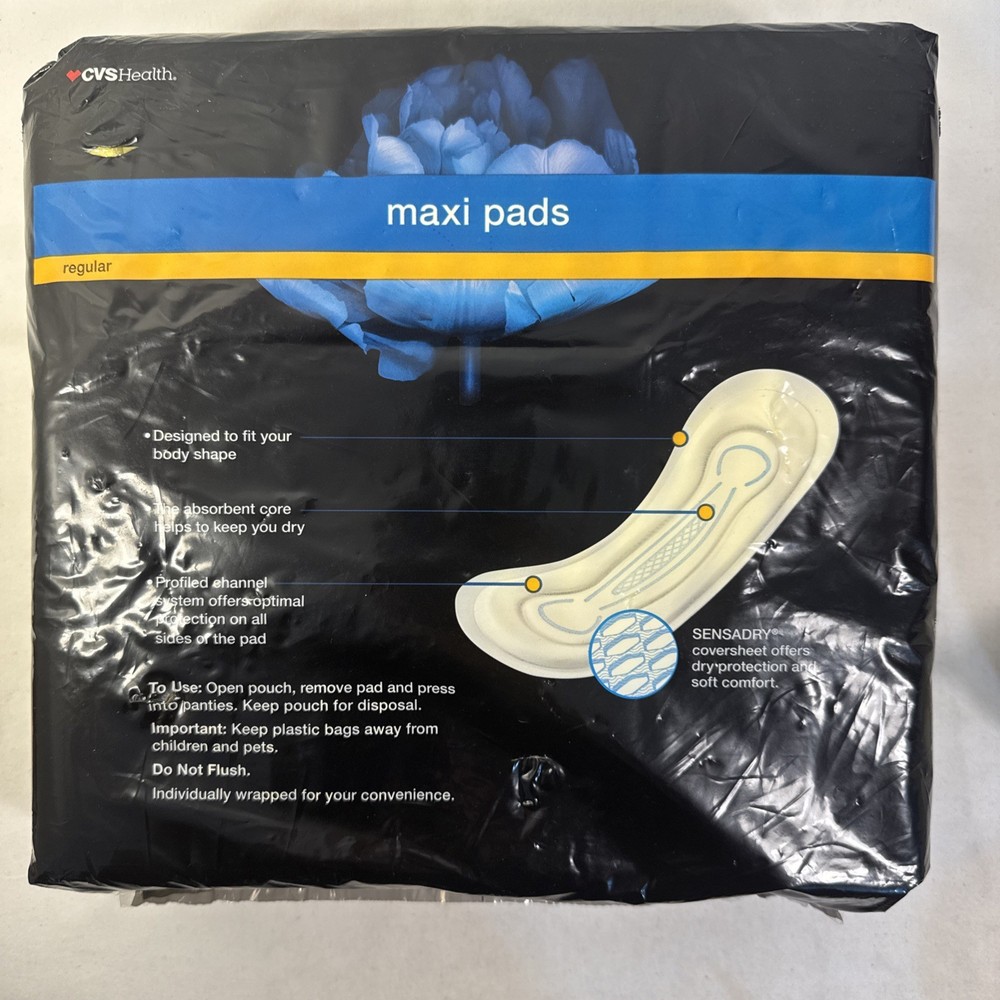 48-Count CVS Health Maxi Pads Without Wings Regular Absorbency Size 1