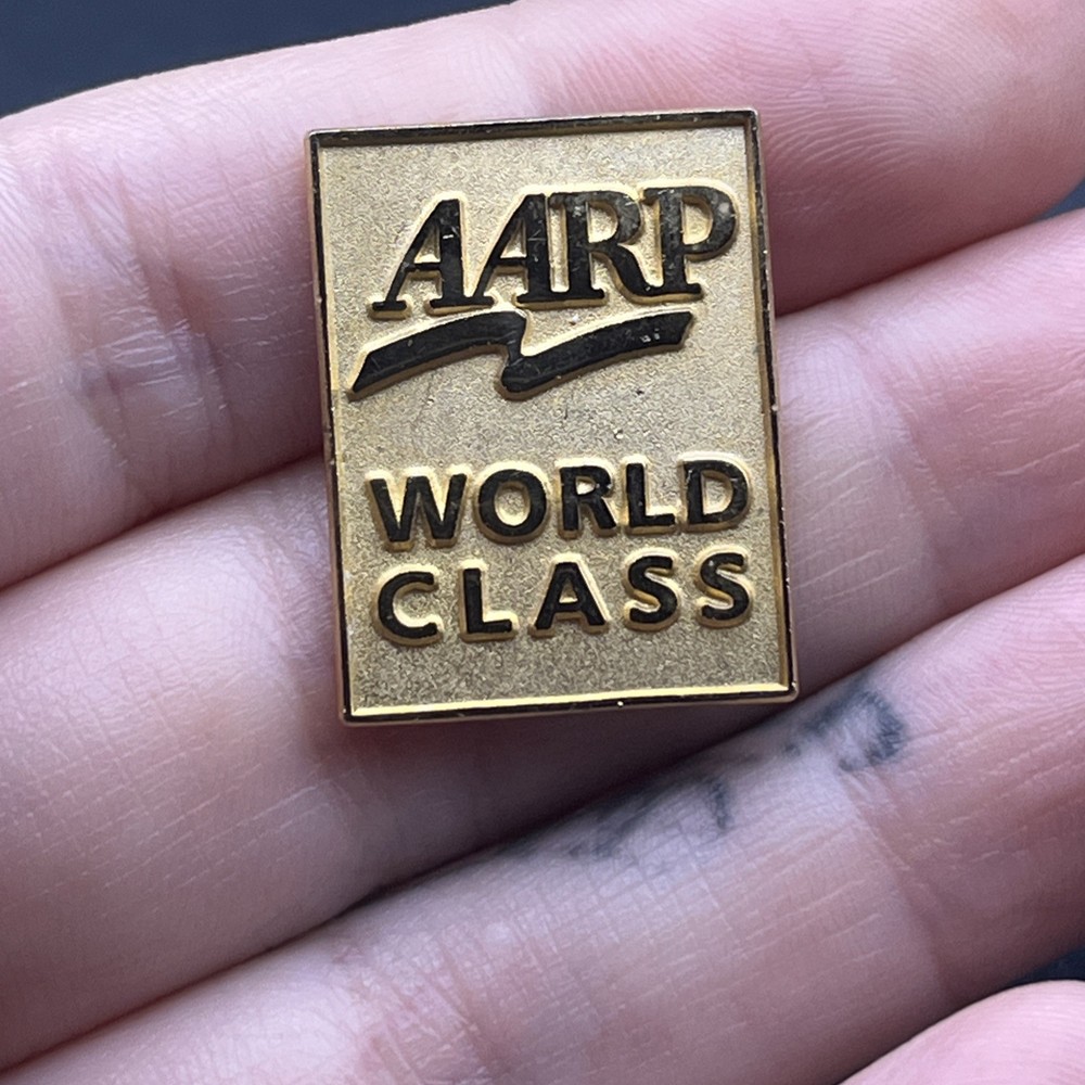 AARP World Class Gold Tone Lapel Hat Pin