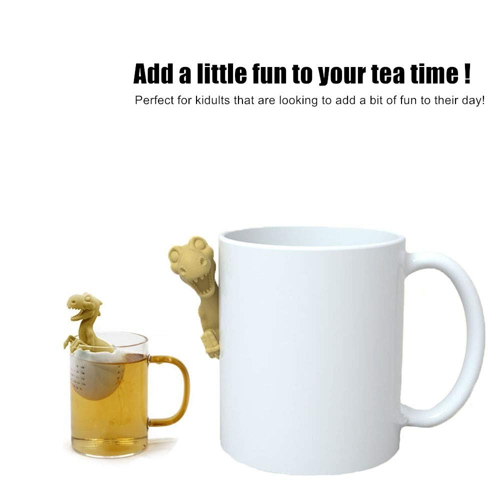 Tea Infuser,Dinosaur & eggshell Filter Diffuser Loose Dinosaur-YELLOW