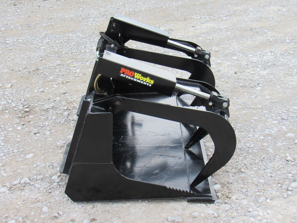 60" Solid Bottom Dual Cylinder Bucket Grapple Skid Steer Quick Attach Attachment