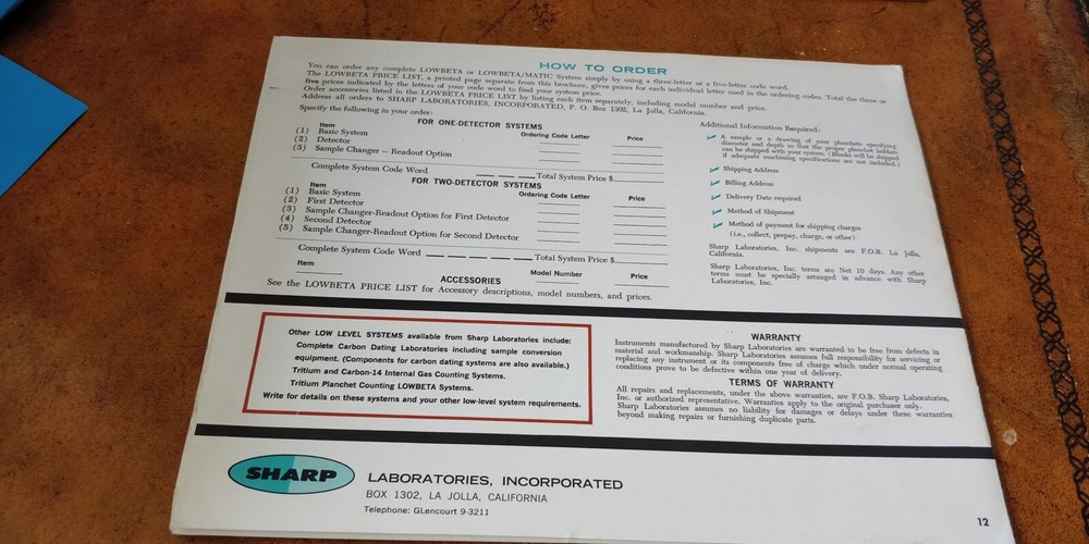 1950s ~ SHARP ~ Low Beta & LowBeta / Matic Radioactivity Counting Systems