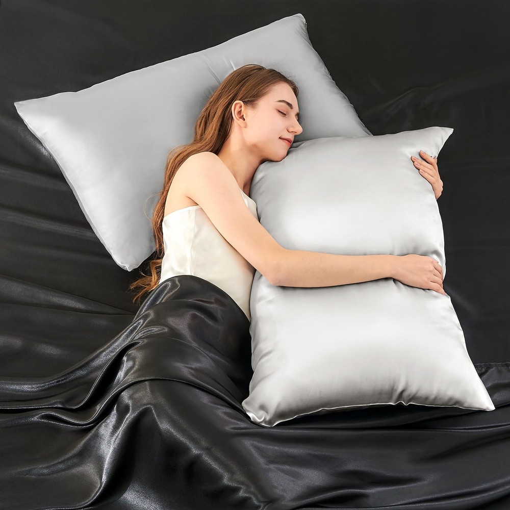 Mulberry Silk Pillowcase set Light Grey Standard Bedding Case 1 Pk