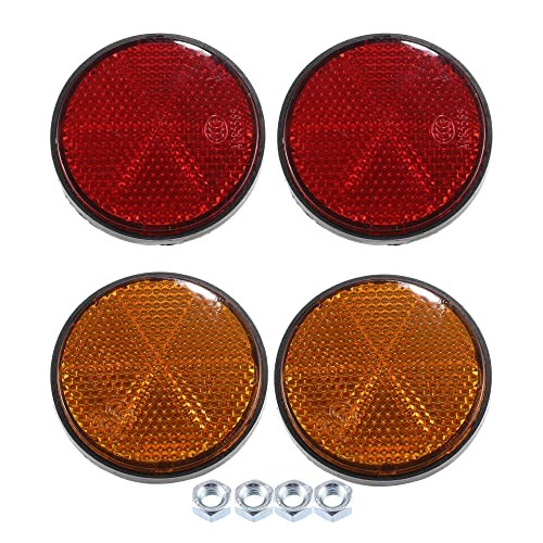 4 Pcs M6x1.0 Orange Red Plastic Universal Round Screw Mount Reflective