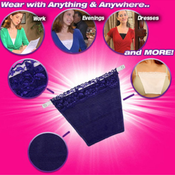 Cami Secret Set of 3 Clip-on Mock Camisoles, Navy, Ivory, Brown (As Seen on TV)