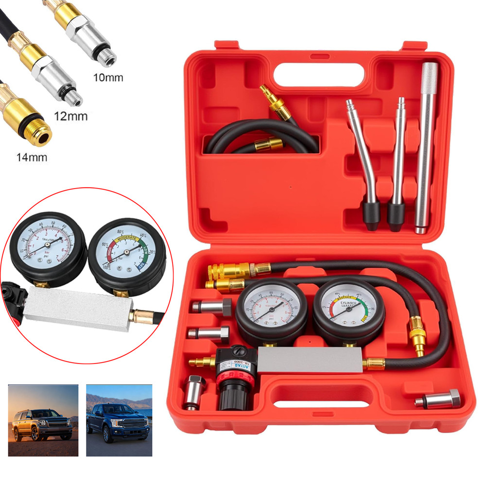 Multi-Function Cylinder Leak Down Tester Gasoline Engine Compression Gauge Test