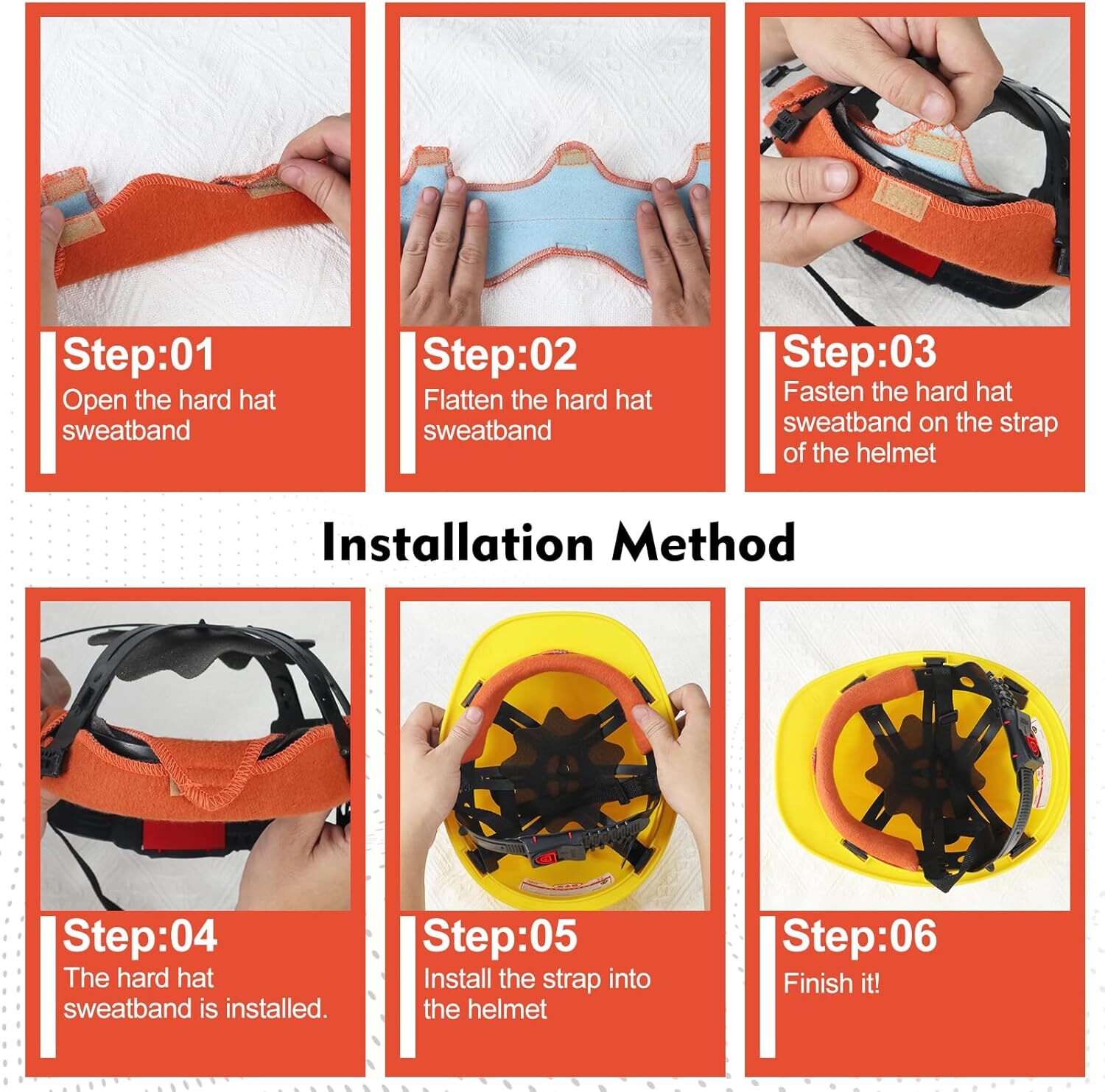 4PCS Hard Hat Sweatband Washable Reusable Sweat Bands for Hard Hats Replacement