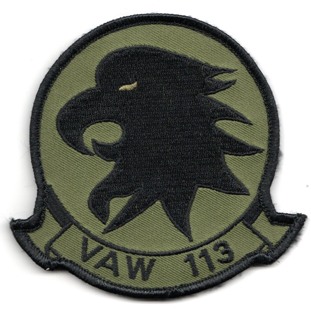 4" NAVY VAW-113 SQUADRON OCP OD BLACK EAGLES EMBROIDERED HOOK & LOOP PATCH