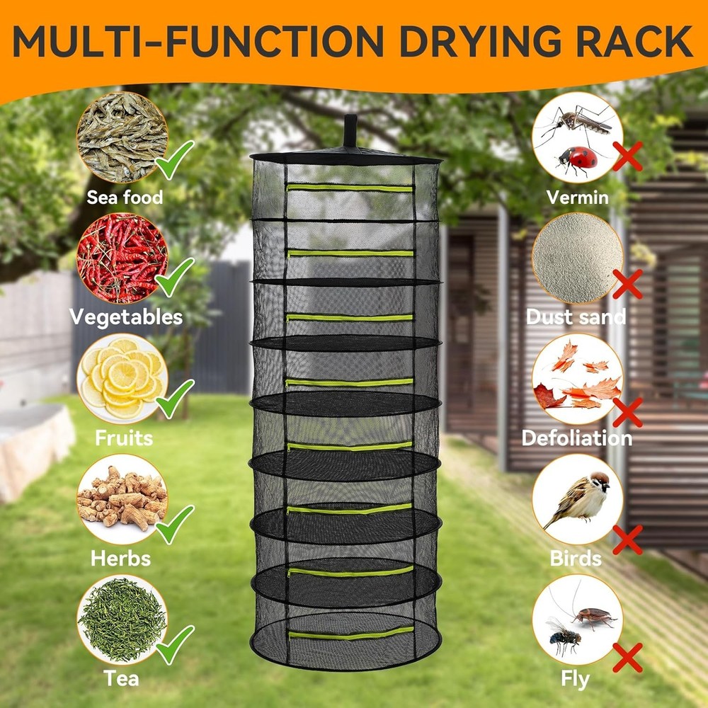 Herb Drying Rack Mesh Drying Rack Herb Drying Rack Hanging W/ Green Zipper &