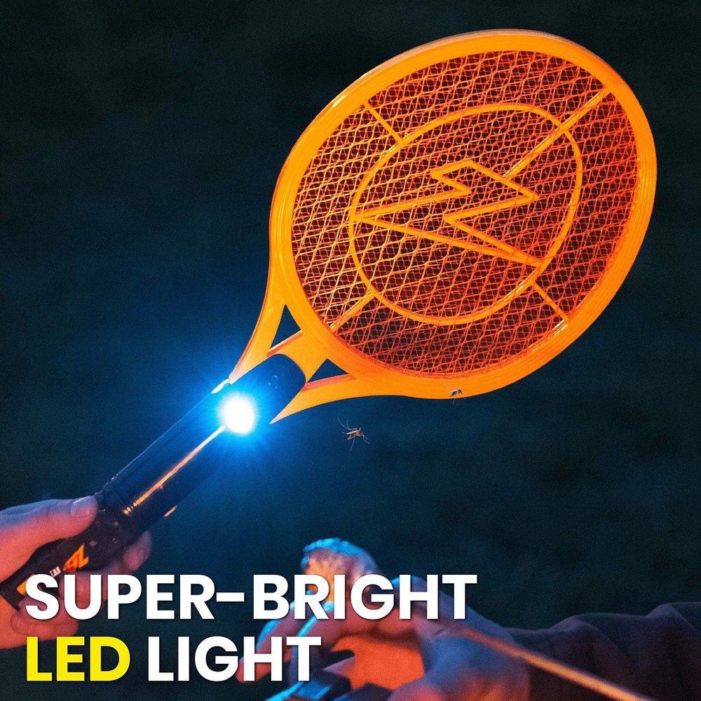 ZAP IT! Bug Zapper Rechargeable Bug Zapper Racket, 4,000 Volt, USB Charging C...