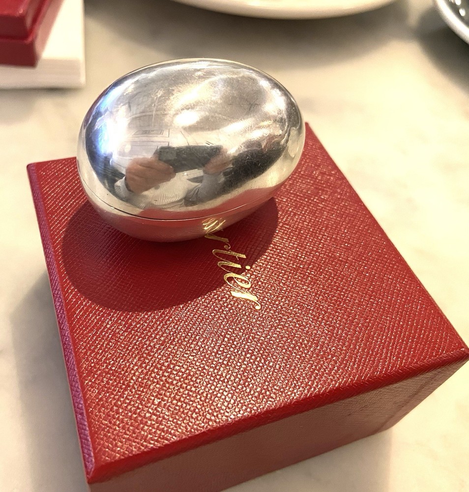 Cartier Sterling Silver Pillbox. Egg Box