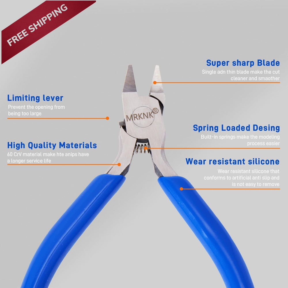 Model Building Tools Kit – 6-Piece with 4.3inch Precision Nipper, Bule